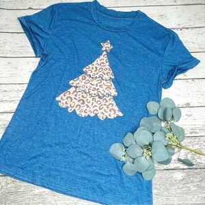 Christmas Tree Animal Print Short Sleeve Graphic Tee